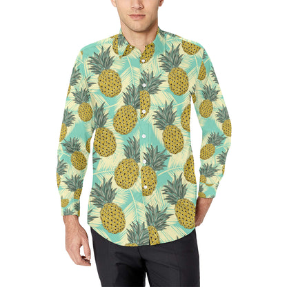 Pineapple Pattern Print Design PP03 Men's Long Sleeve Shirt