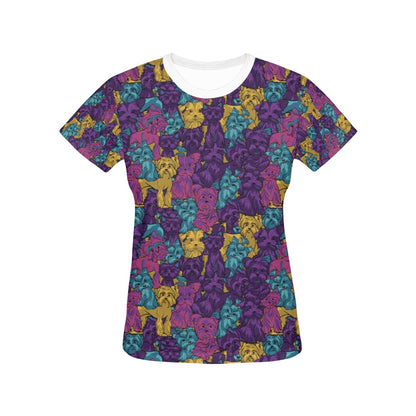 Yorkshire Terriers Print Design LKS3010 Women's  T-shirt