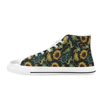 Sunflower Print Design LKS308 High Top Women's White Shoes