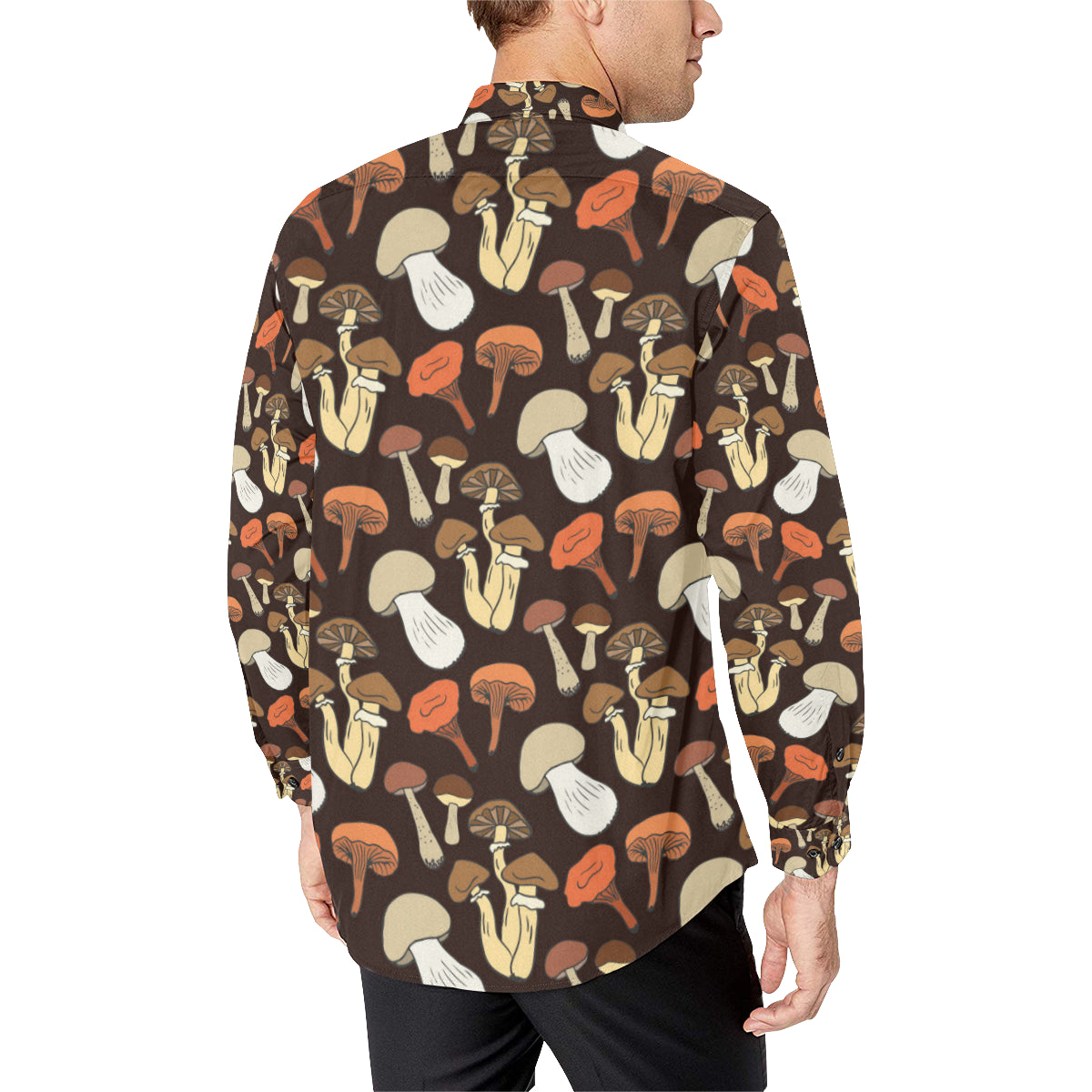 Mushroom Pattern Print Design A05 Men's Long Sleeve Shirt