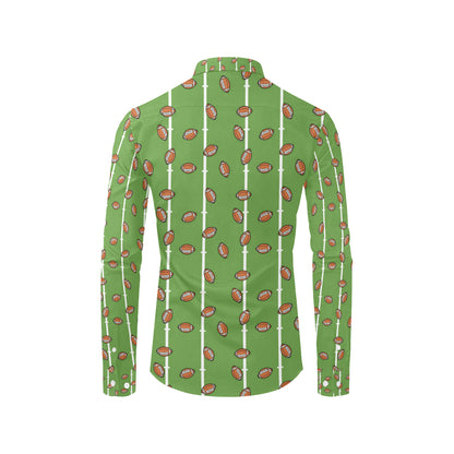 American Football on Field Themed Print Men's Long Sleeve Shirt