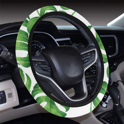 Palm Leaves Pattern Print Design PL08 Steering Wheel Cover with Elastic Edge