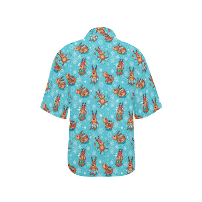 Reindeer Print Design LKS402 Women's Hawaiian Shirt