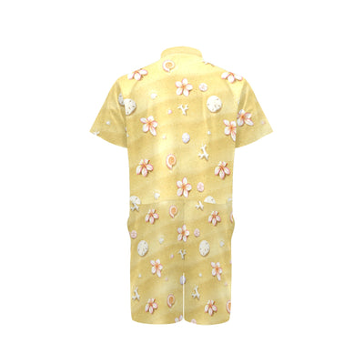 Beach Theme Print Men's Romper