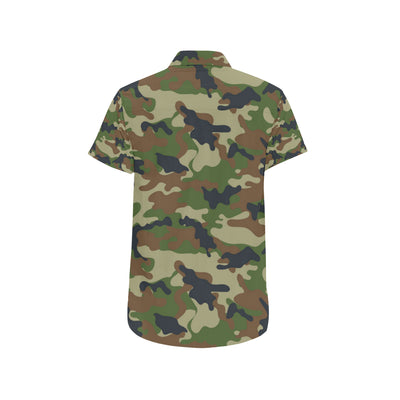 Army Camouflage Pattern Print Design 01 Men's Short Sleeve Button Up Shirt