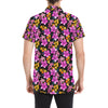 Tropical Folower Pink Hibiscus Print Men's Short Sleeve Button Up Shirt