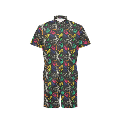 Dinosaur Skull Color Print Pattern Men's Romper