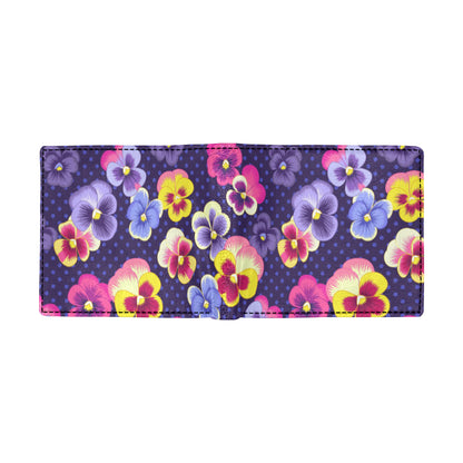 Pansy Pattern Print Design PS04 Men's ID Card Wallet