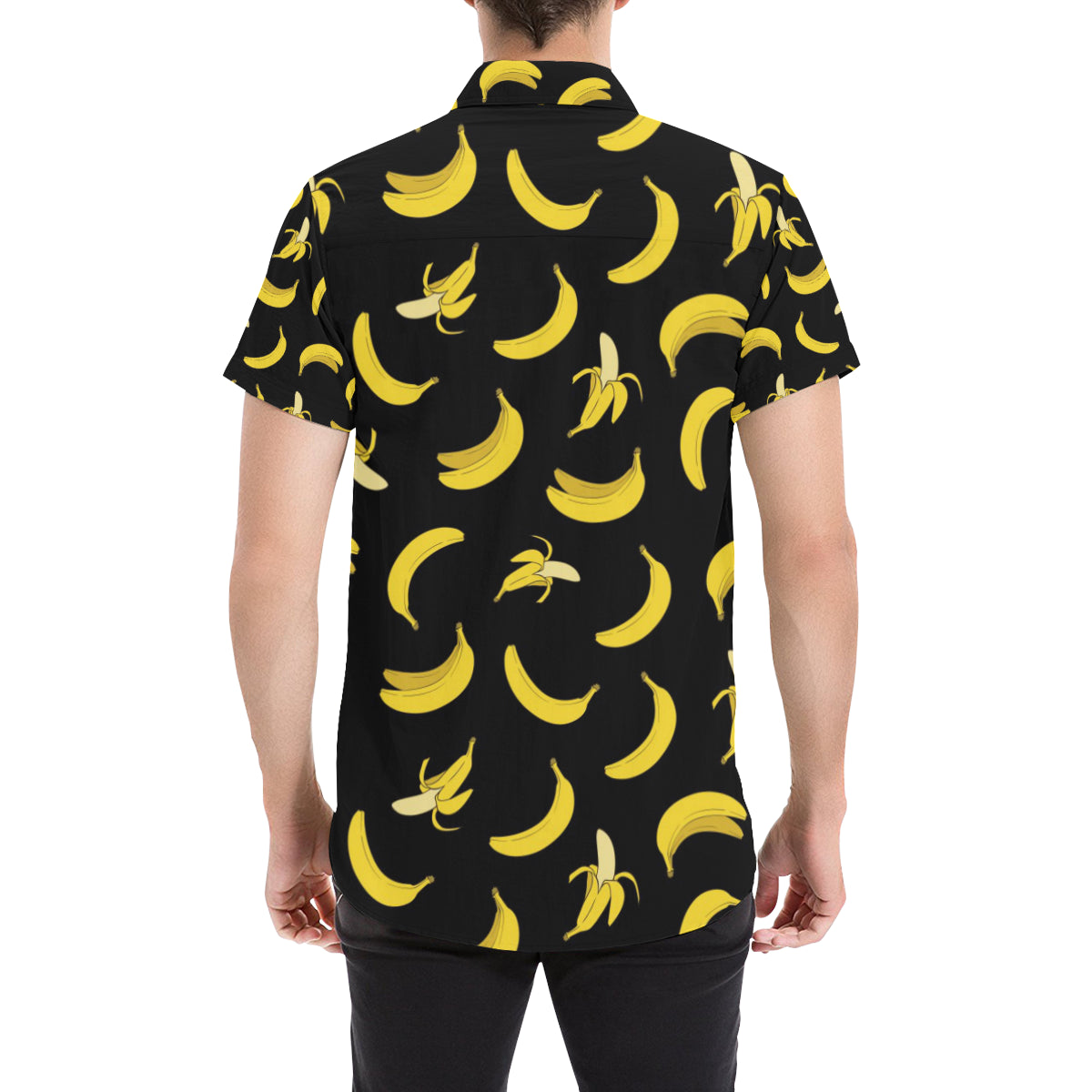 Banana Pattern Print Design BA05 Men's Short Sleeve Button Up Shirt