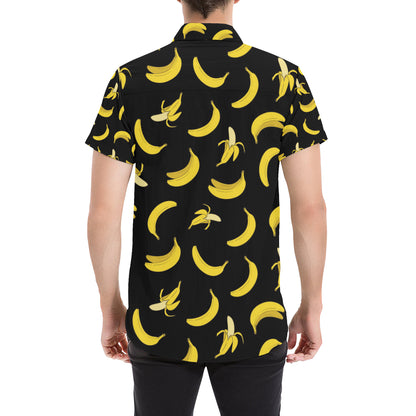Banana Pattern Print Design BA05 Men's Short Sleeve Button Up Shirt