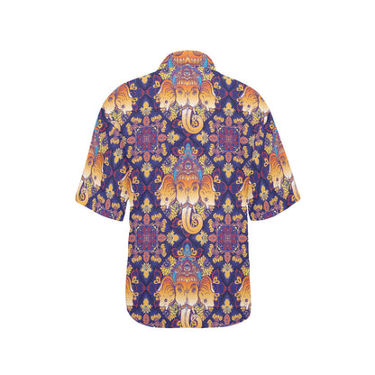 Ganesha Pattern Print Design 01 Women's Hawaiian Shirt