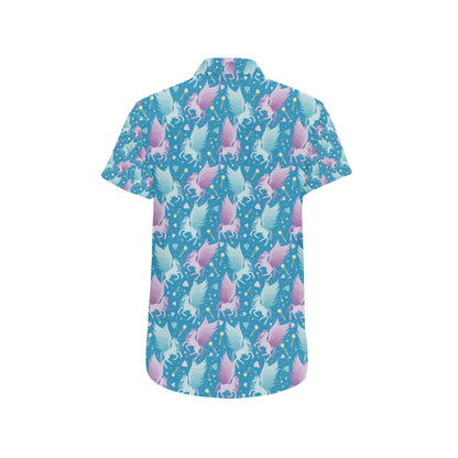 Pegasus Pattern Print Design 04 Men's Short Sleeve Button Up Shirt