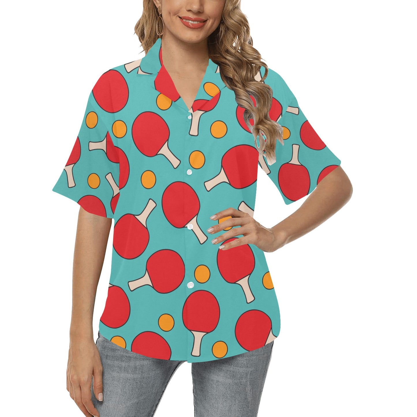 Ping Pong Pattern Print Design A01 Women's Hawaiian Shirt