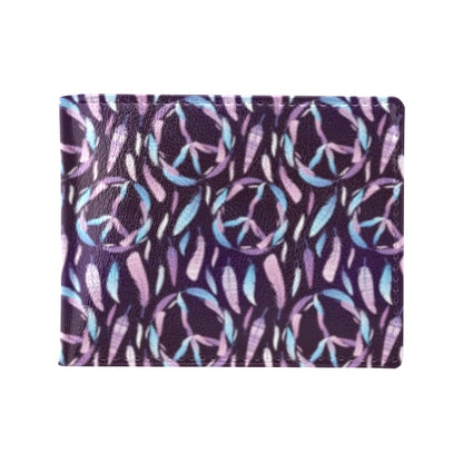 Peace Sign Feather Design Print Men's ID Card Wallet