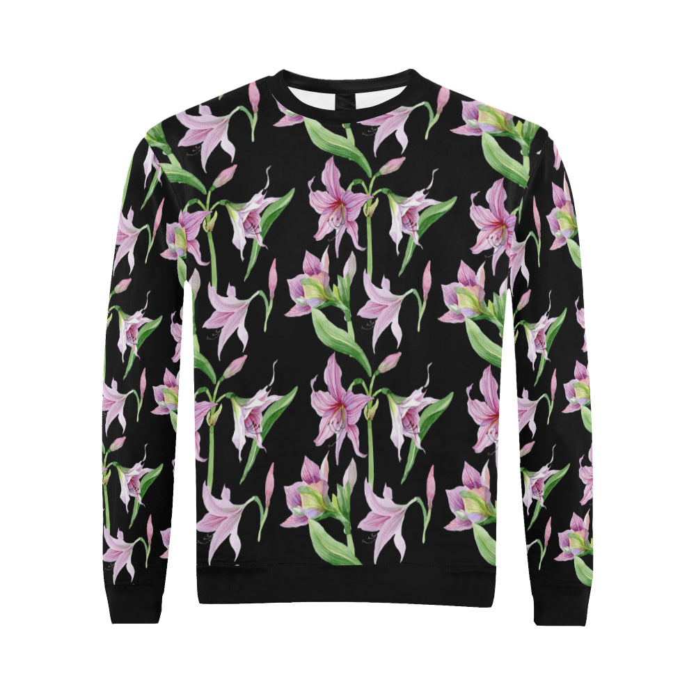 Amaryllis Pattern Print Design AL08 Men Long Sleeve Sweatshirt