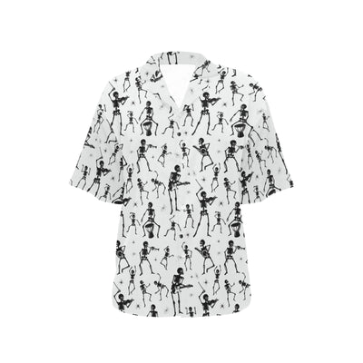 Skeleton Music Player Print Design LKS303 Women's Hawaiian Shirt