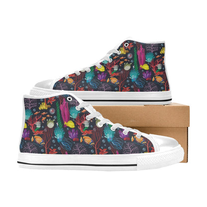 Underwater Cute Print Design LKS303 High Top Women's White Shoes
