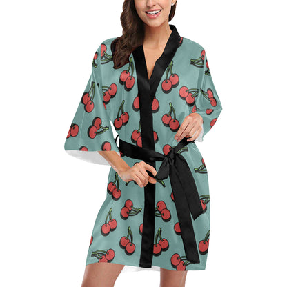 Cherry Pattern Print Design CH03 Women's Short Kimono