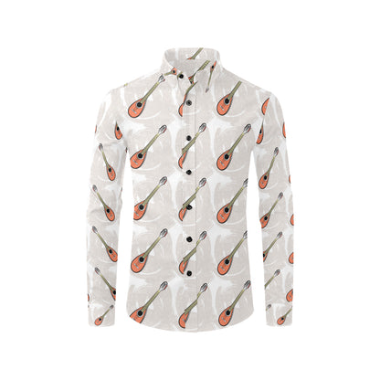 Mandolin Pattern Print Design 03 Men's Long Sleeve Shirt