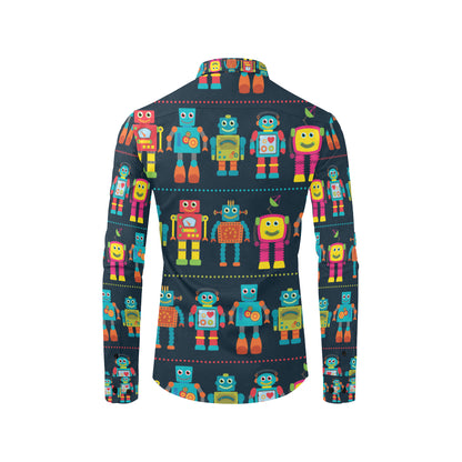 Robot Pattern Print Design A01 Men's Long Sleeve Shirt