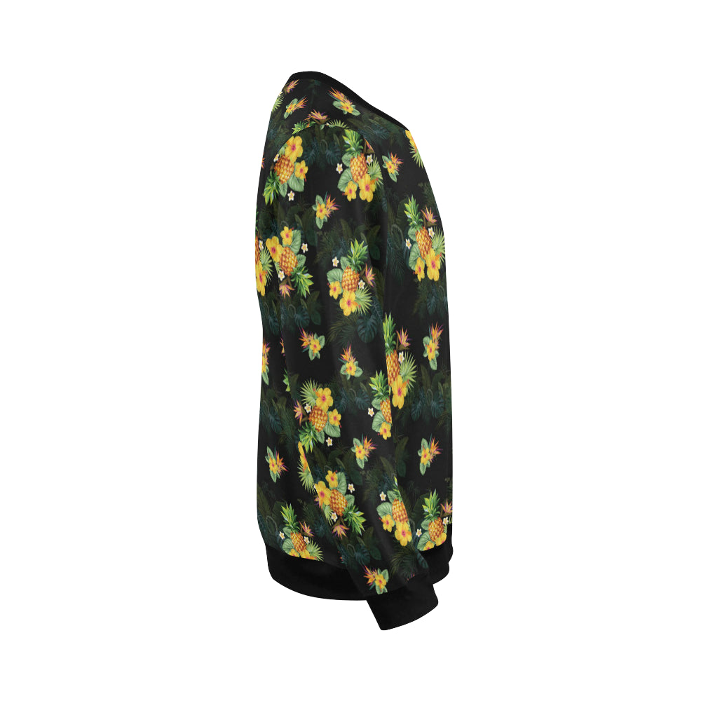 Pineapple Tropical Flower Print Pattern Men Long Sleeve Sweatshirt