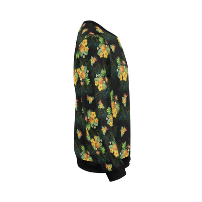 Pineapple Tropical Flower Print Pattern Men Long Sleeve Sweatshirt