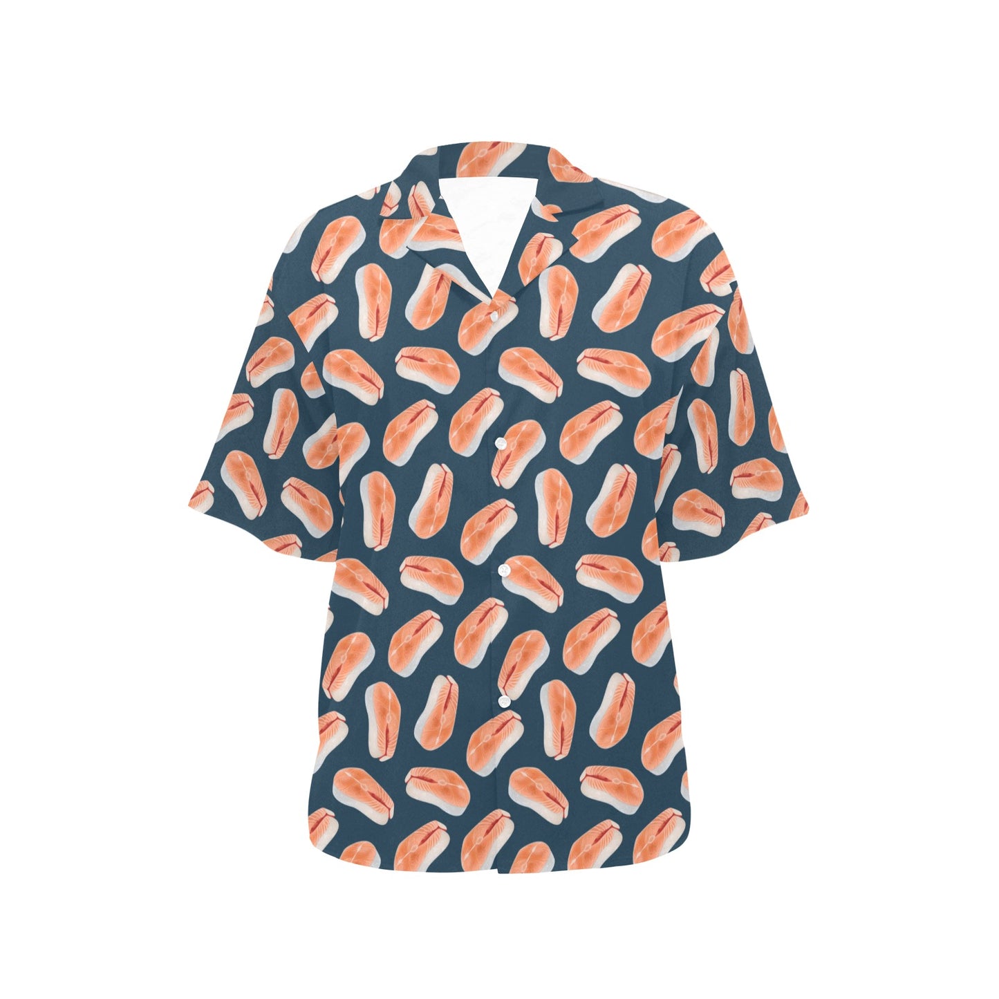 Salmon Steak Print Design LKS306 Women's Hawaiian Shirt