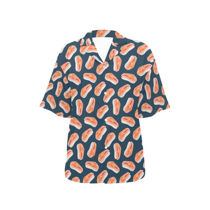 Salmon Steak Print Design LKS306 Women's Hawaiian Shirt