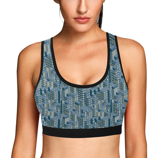 City  Pattern Print Design 01 Sports Bra