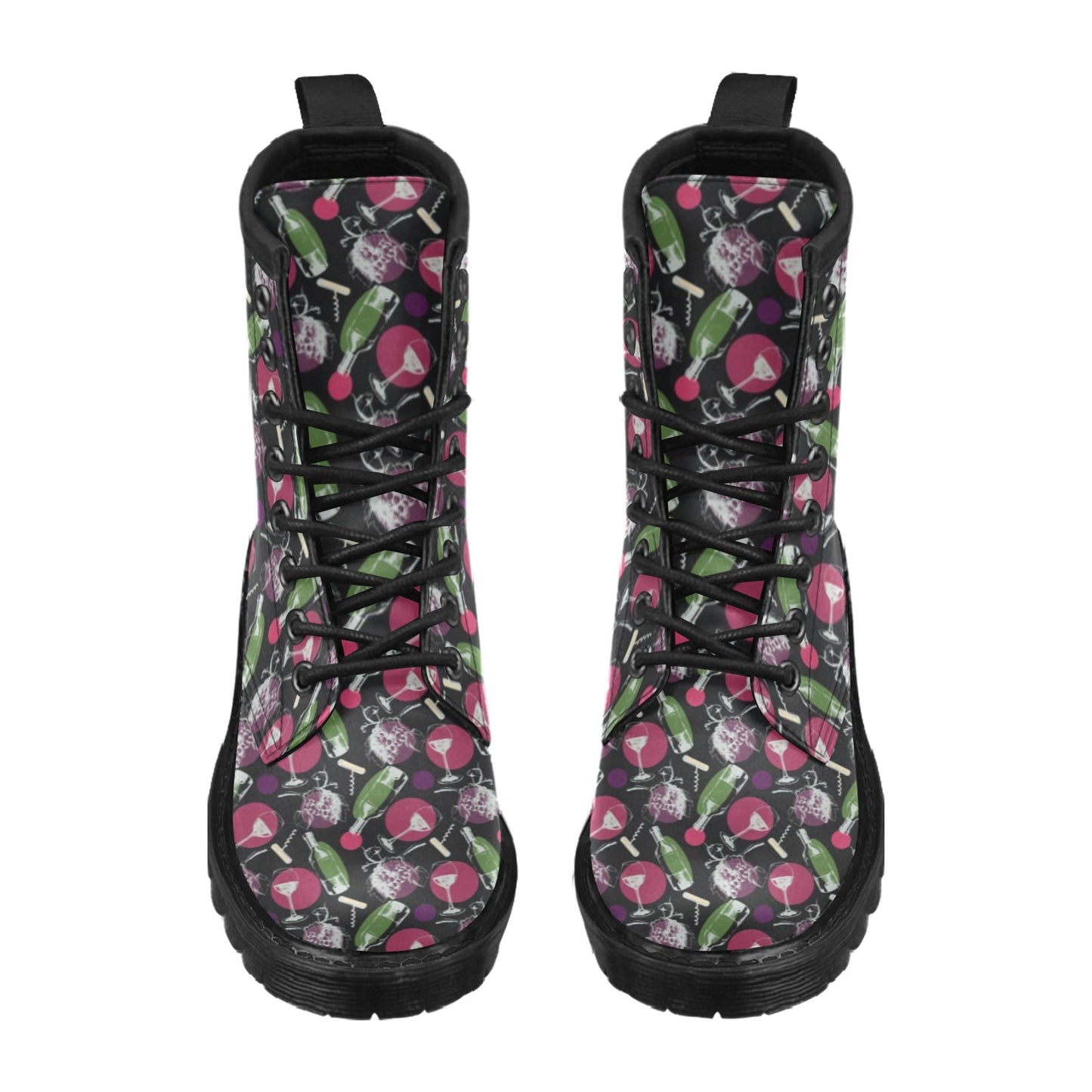 Wine Print Design LKS307 Women's Boots