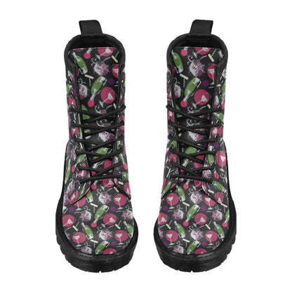 Wine Print Design LKS307 Women's Boots