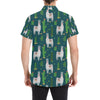 Llama Cactus Pattern Print Design 013 Men's Short Sleeve Button Up Shirt