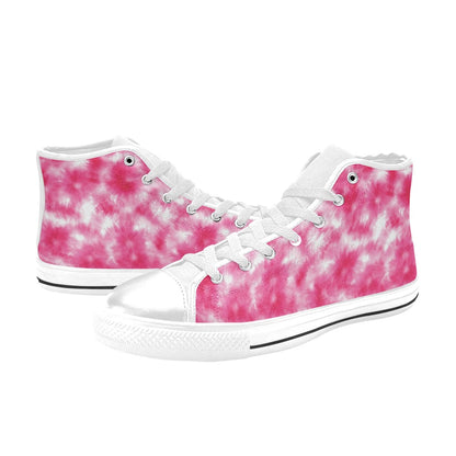 Tie Dye Pink Print Design LKS304 High Top Women's White Shoes