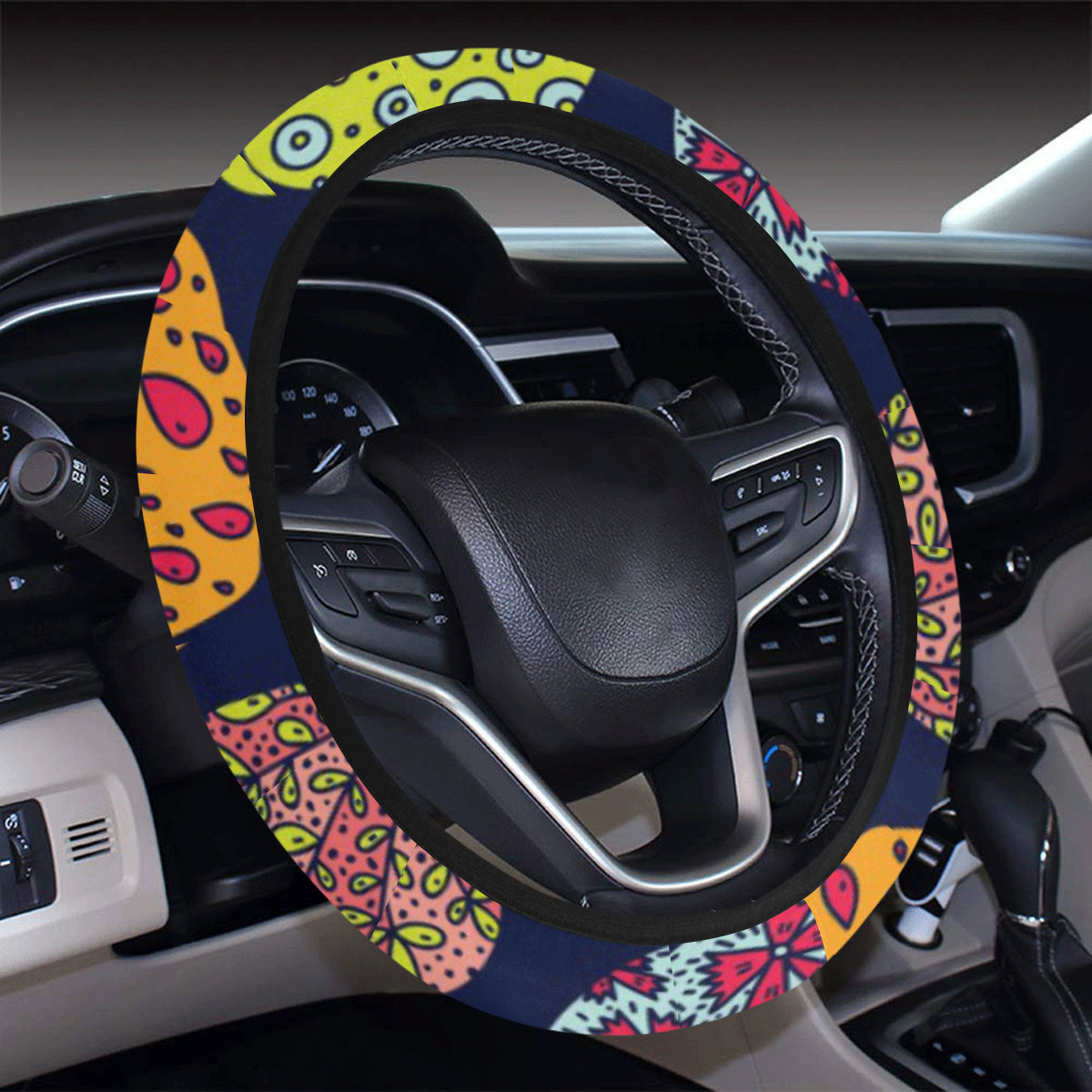 Apple Pattern Print Design AP05 Steering Wheel Cover with Elastic Edge