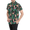 Bird Of Paradise Pattern Print Design BOP03 Men's Short Sleeve Button Up Shirt