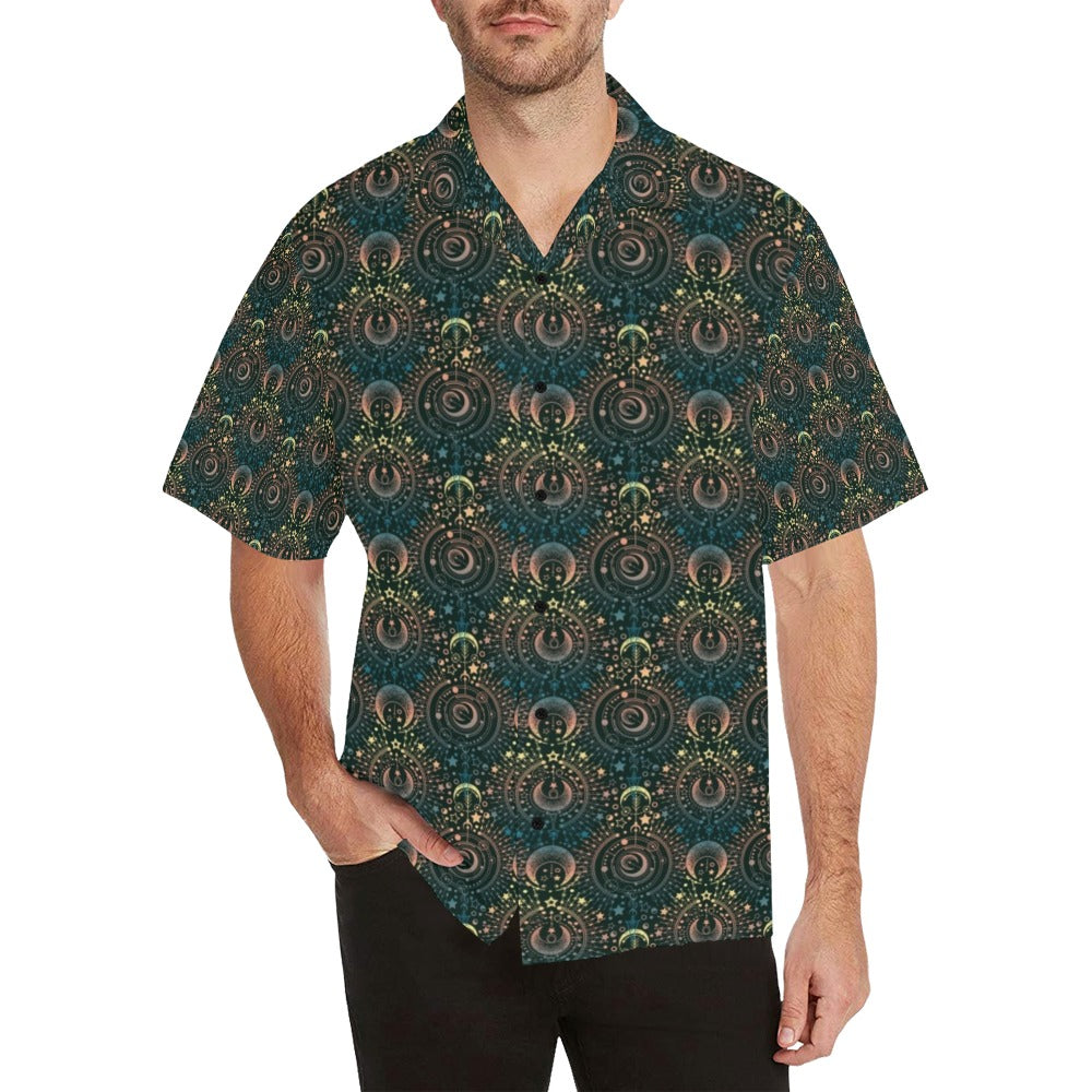 Sun Moon Print Design LKS307 Men's Hawaiian Shirt