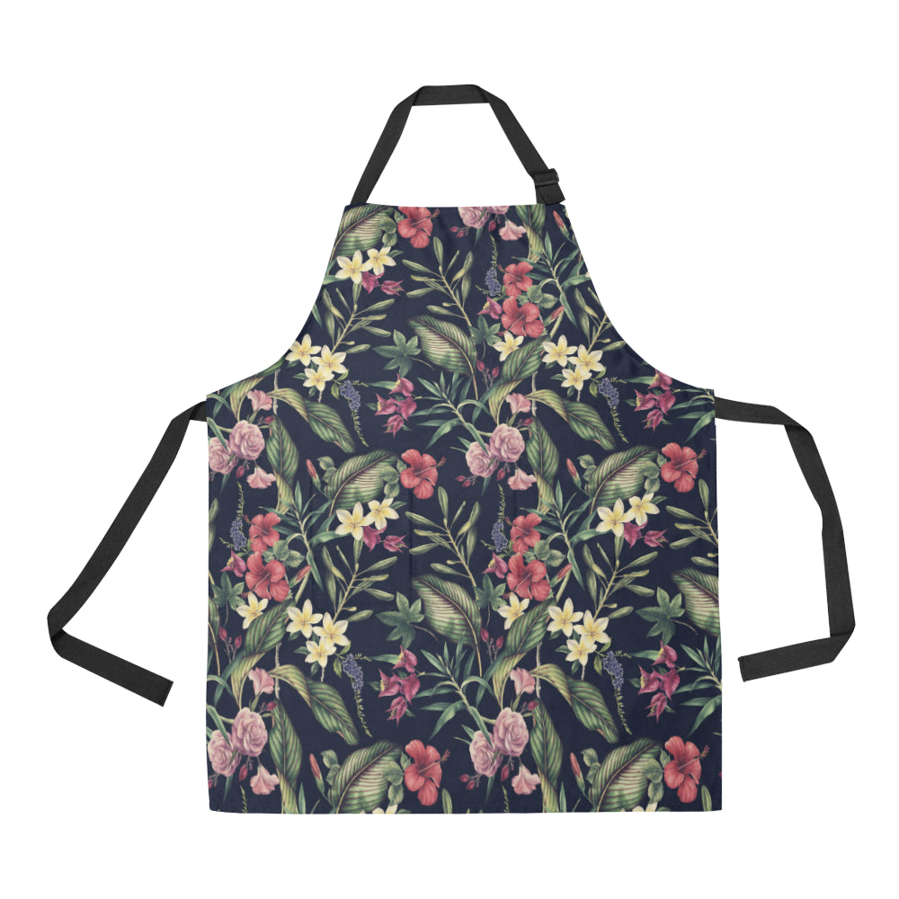 Tropical Flower Pattern Apron with Pocket