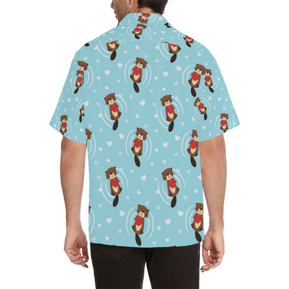 Sea Otter Cute Pattern Print Design 04 Men's Hawaiian Shirt