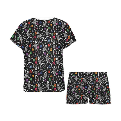 Skeleton Print Design LKS307 Women's Short Pajama Set