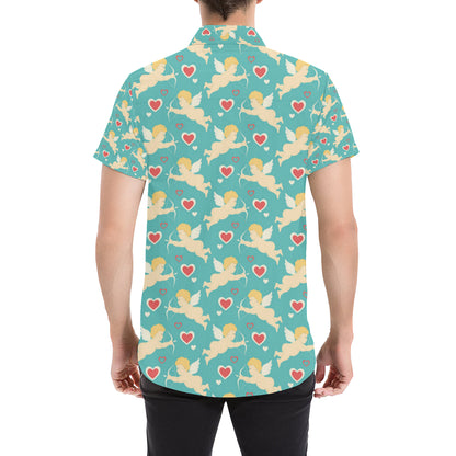 Cupid Pattern Print Design 01 Men's Short Sleeve Button Up Shirt