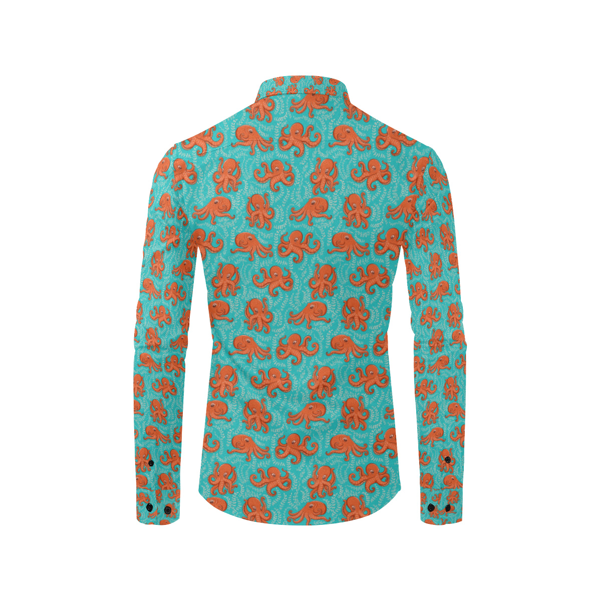 Octopus Cartoon Design Print Themed Men's Long Sleeve Shirt