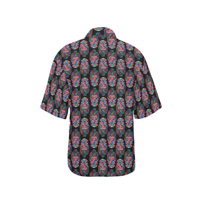 Buddha Head Colorful Print Women's Hawaiian Shirt