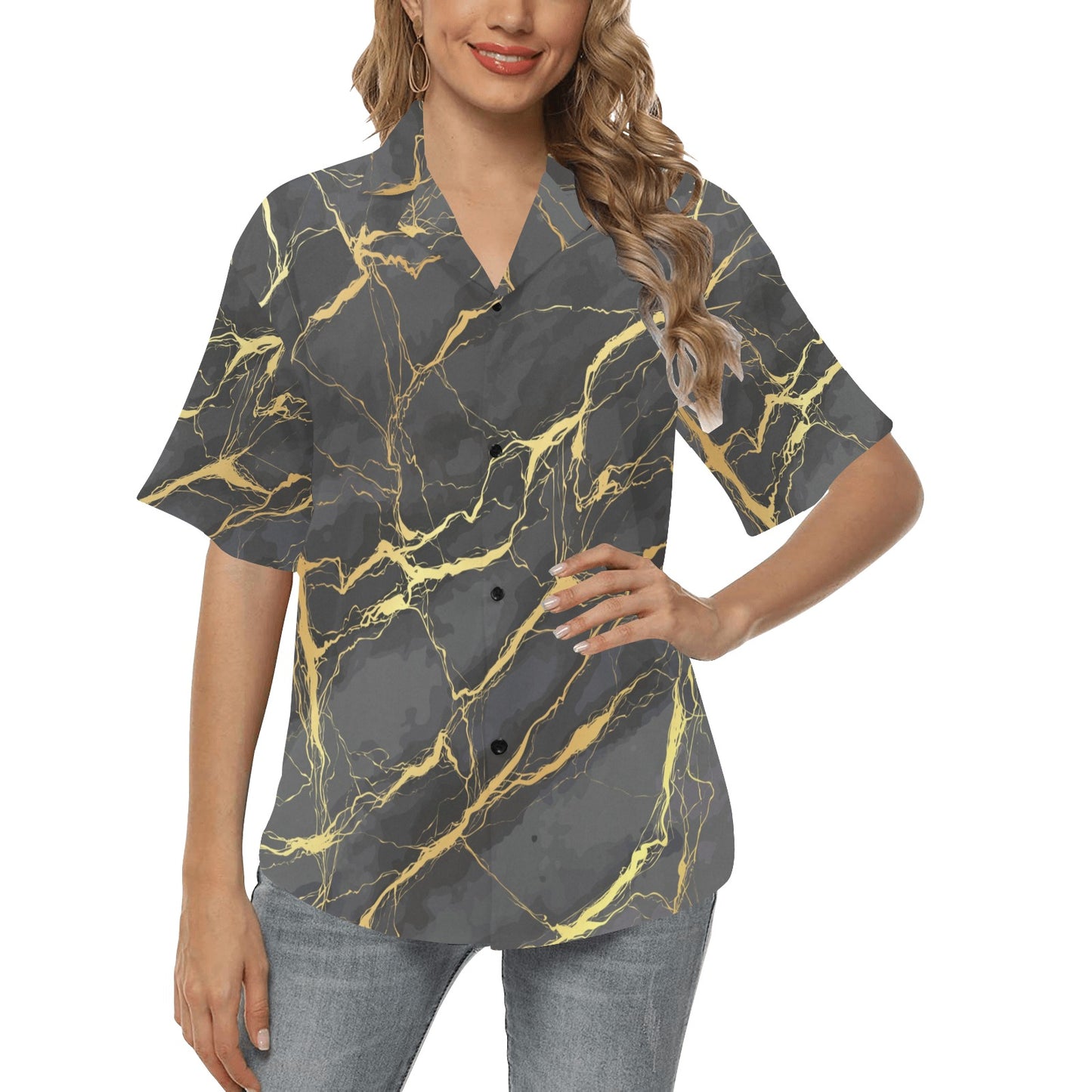 Marble Pattern Print Design 02 Women's Hawaiian Shirt
