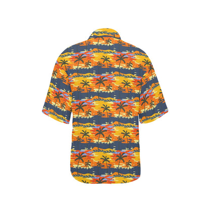 Palm Tree Pattern Print Design PT010 Women's Hawaiian Shirt