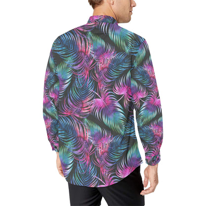 Palm Leaves Pattern Print Design PL010 Men's Long Sleeve Shirt