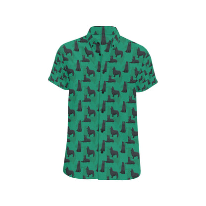Belgian Sheepdog Pattern Print Design 01 Men's Short Sleeve Button Up Shirt