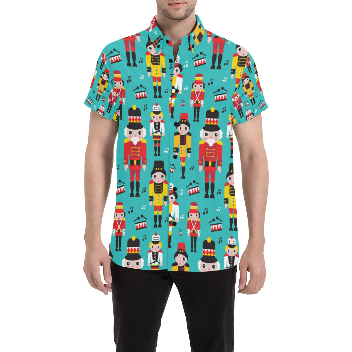 Nutcracker Pattern Print Design A03 Men's Short Sleeve Button Up Shirt