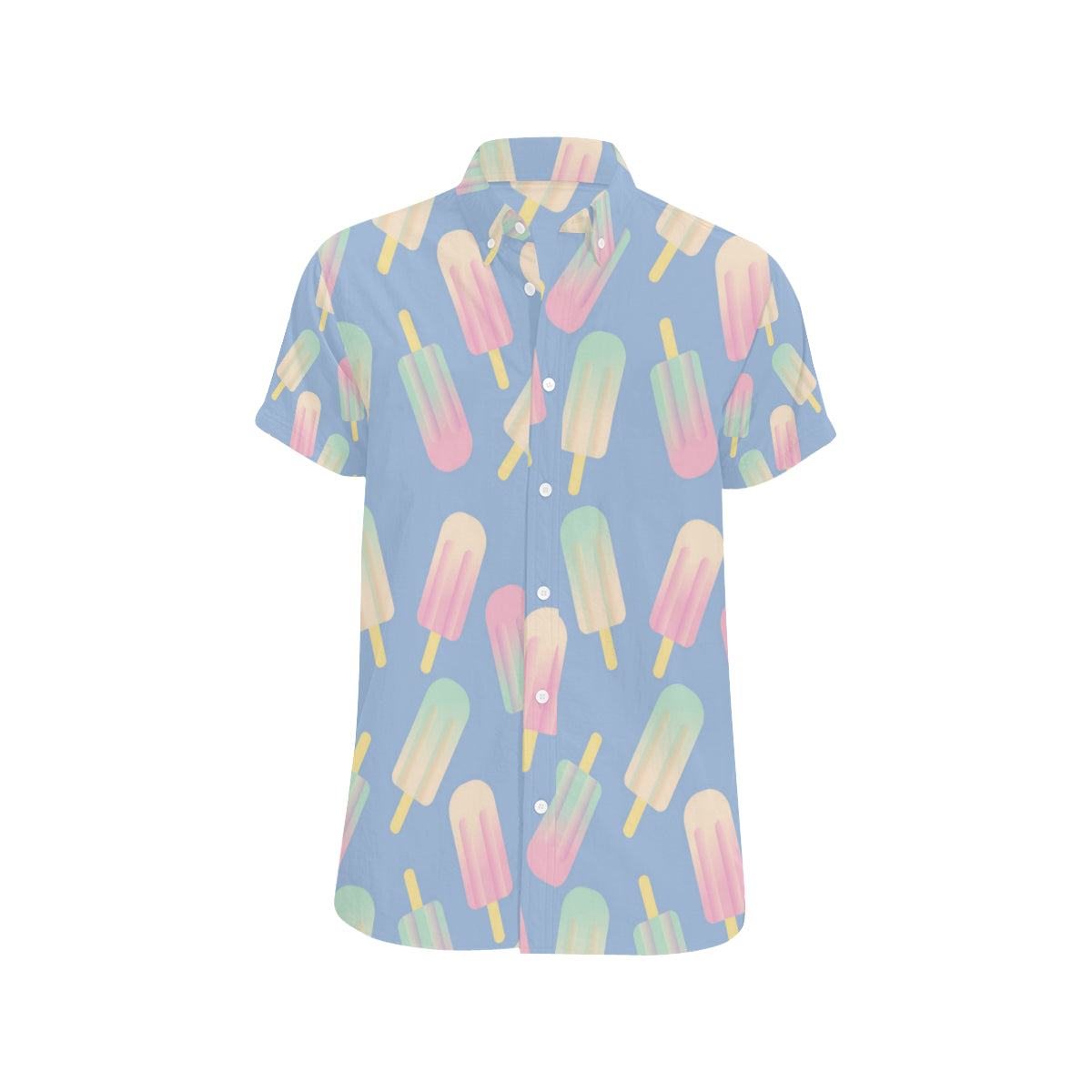 Ice Cream Pattern Print Design 05 Men's Short Sleeve Button Up Shirt