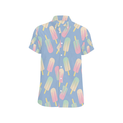 Ice Cream Pattern Print Design 05 Men's Short Sleeve Button Up Shirt