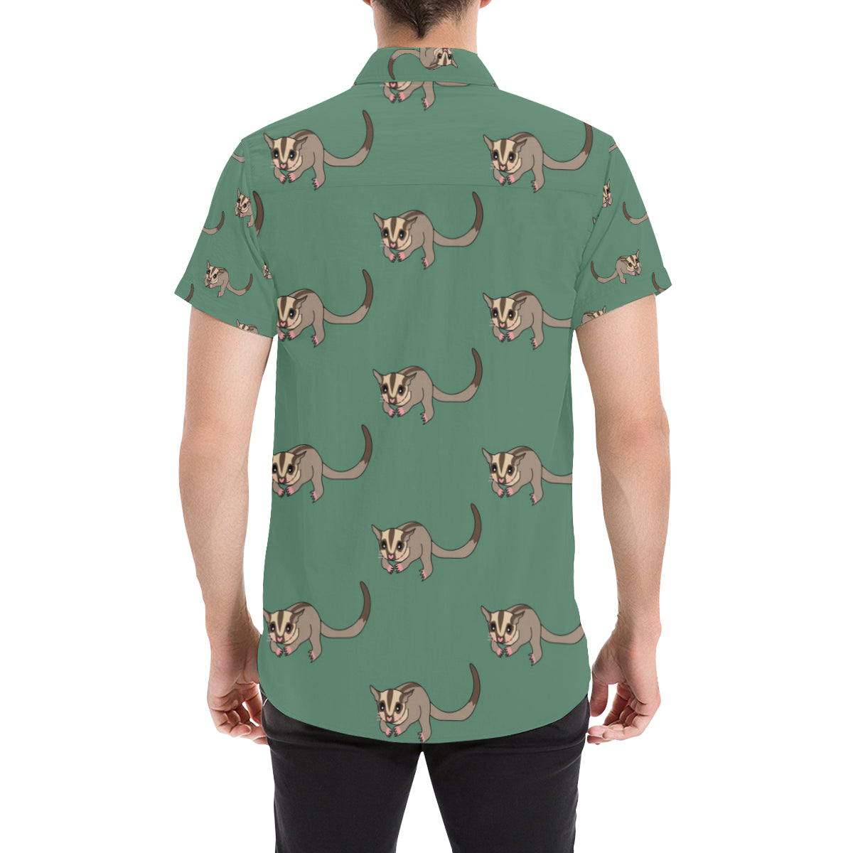 Sugar Glider Pattern Print Design 01 Men's Short Sleeve Button Up Shirt